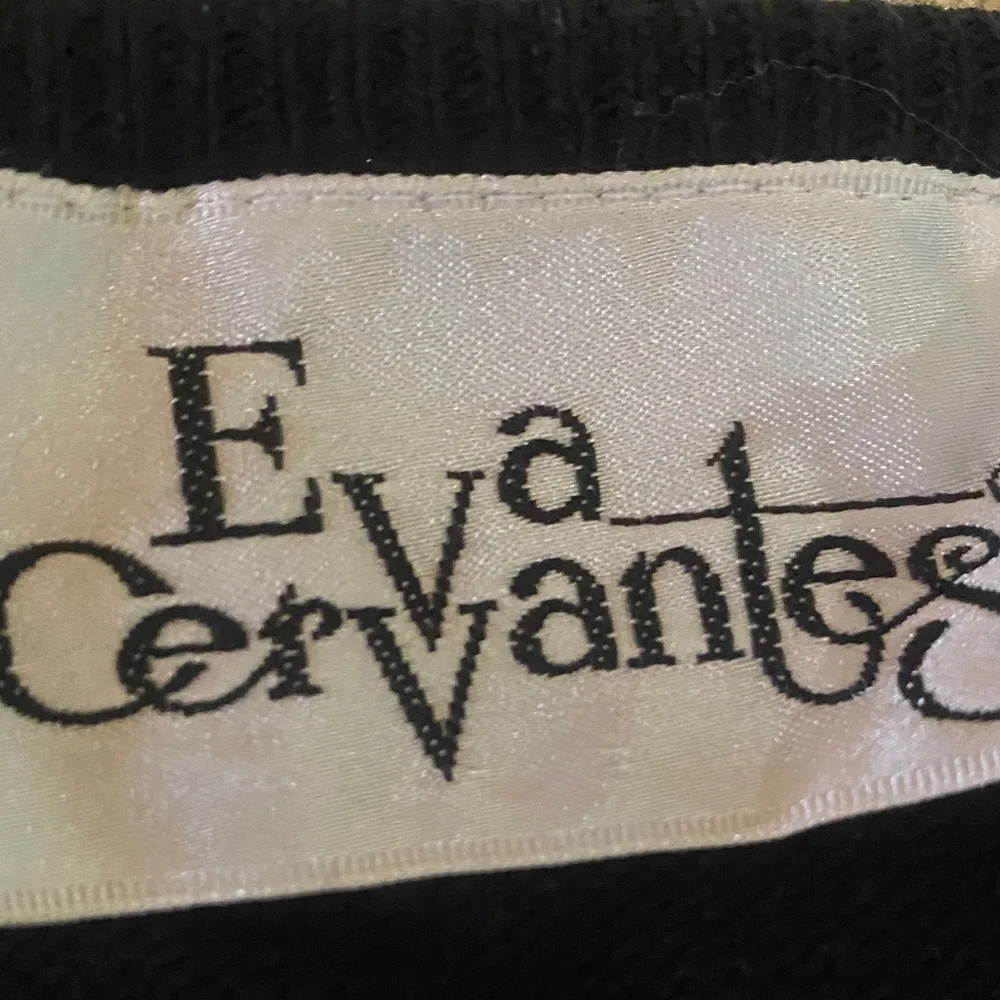 Vintage 80s - Eva Cervantes Embellished Black Women's Sweater with Gem Accents